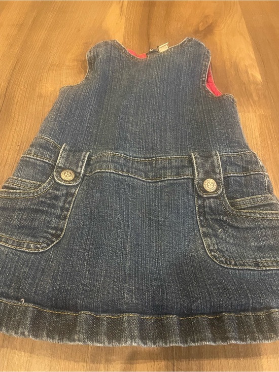 GAP Other - GAP Girls Denim Pinafore Dress - Blue with Pink Lining